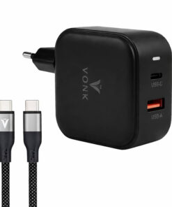 شارژر دیواری 45 وات دو پورت وونک مدل PD‑45W به همراه کابل دو متری USB C
