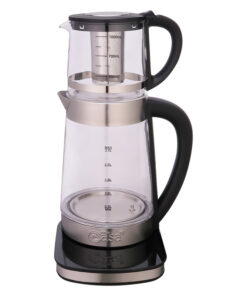چای ساز شیشه‌ای سوپر کاسا مدل CA-310 با ظرفیت کتری 2.5 لیتر و قوری 1 لیتر، توان 1800 وات، چهار برنامه تنظیم دما و طراحی کم‌حجم و کارآمد