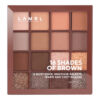 پالت سایه چشم لامل مدل Shades of Brown شماره 16 با 16 رنگ گرم، پیگمنت بالا و جلوه ترکیبی، پودر فشرده