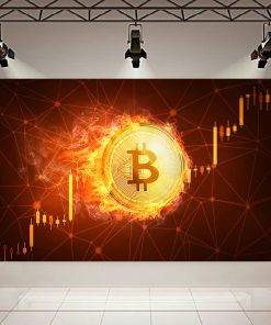 پوستر طرح بیت کوین مدل Fire Bitcoin کد AGC1900